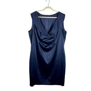 Jones Wear Formal Sheath Dress Women Plus 22W Navy Blue Portrait Neck Wedding